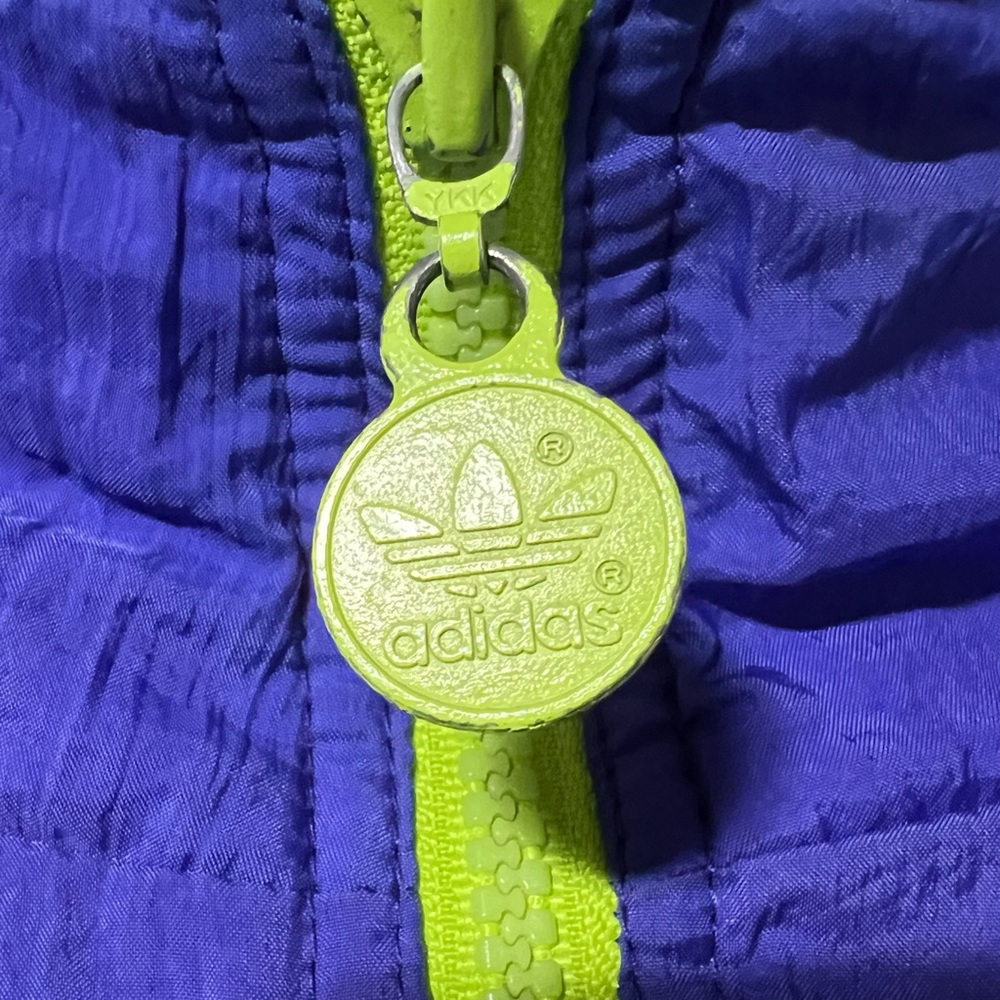Vintage Adidas Trefoil Purple & Neon Pullover Coat Jacket L Flawed - Picture 4 of 9